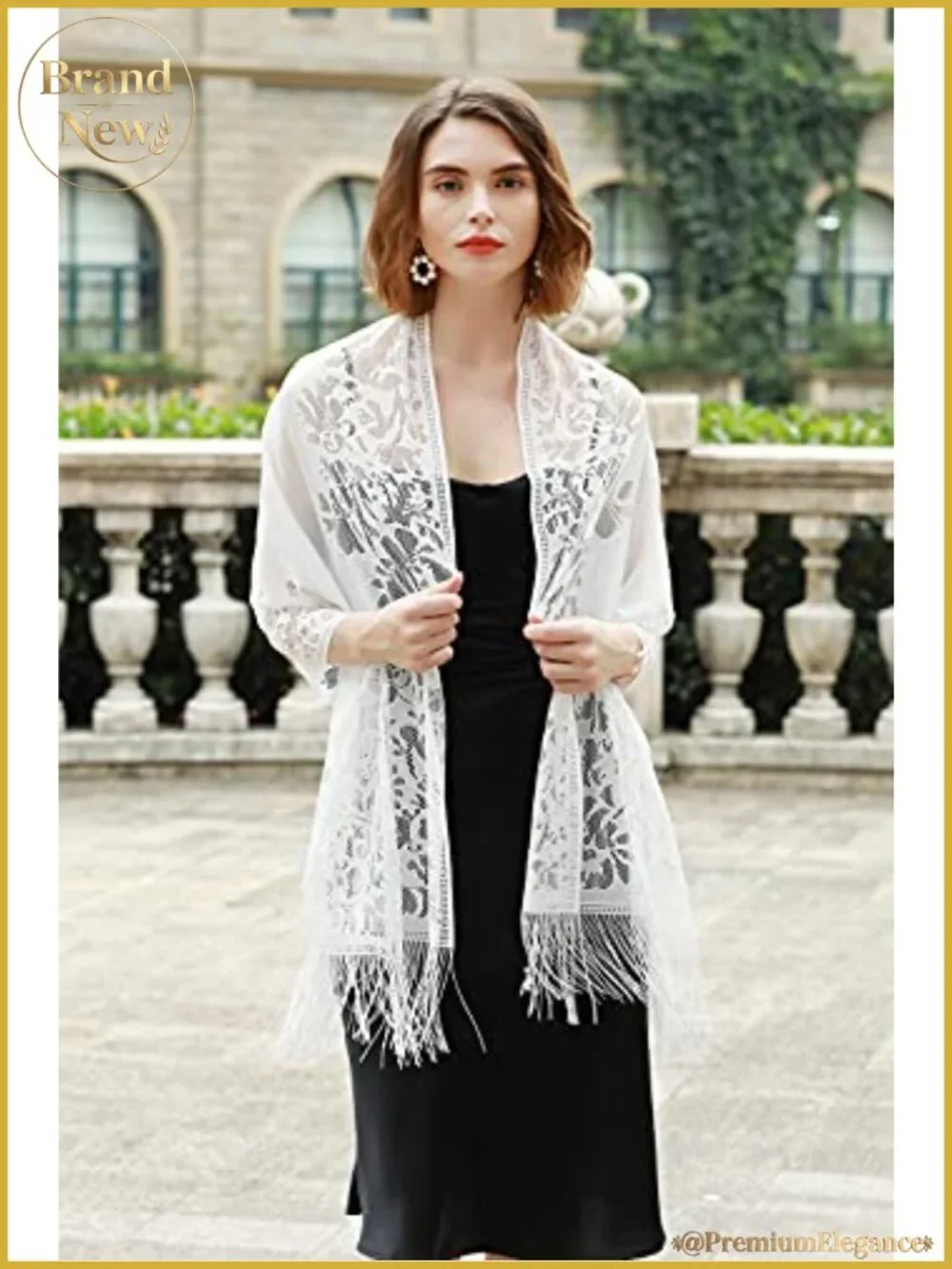 Women's 100% Polyester Shawl Wrap with Fringe for Evening Dresses and Weddings